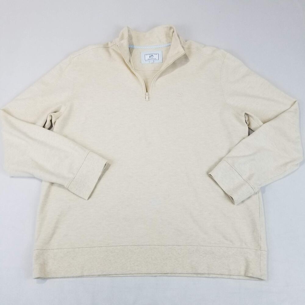 Southern Tide Pullover Mens XL Cream Beige Textured Quarter Zip Skipjack